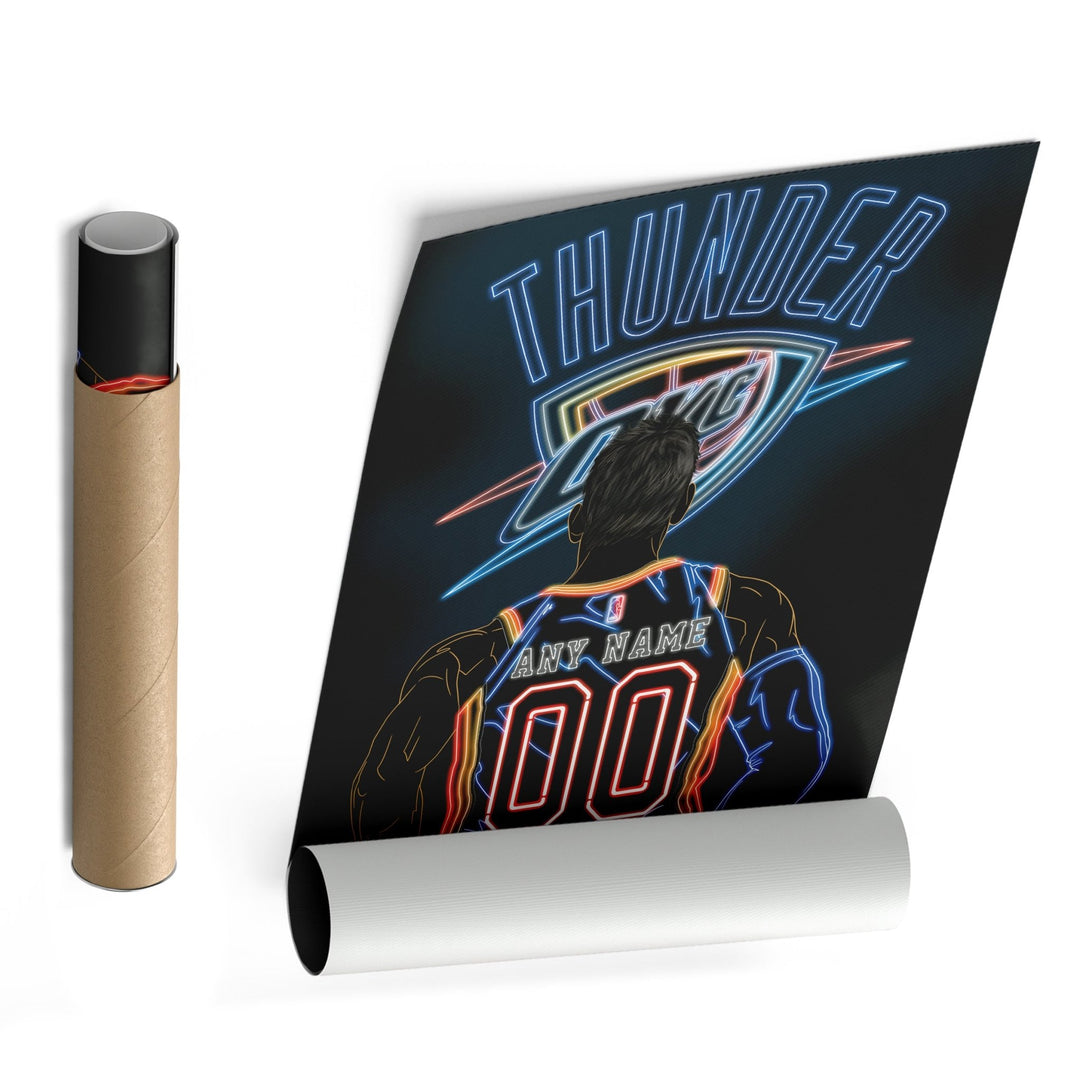 Oklahoma City Thunder Personalized Jersey Canvas | Neon Wall Art - CanvasNeon