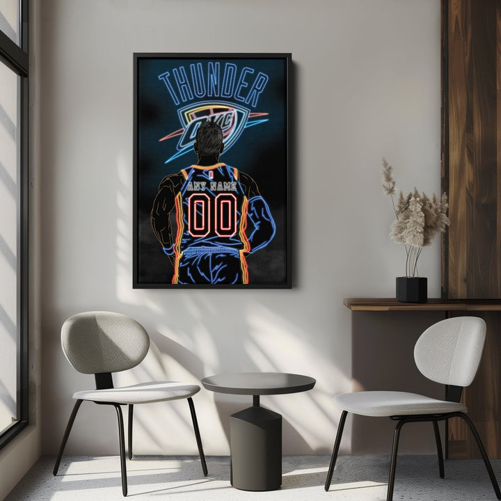 Oklahoma City Thunder Personalized Jersey Canvas | Neon Wall Art - CanvasNeon