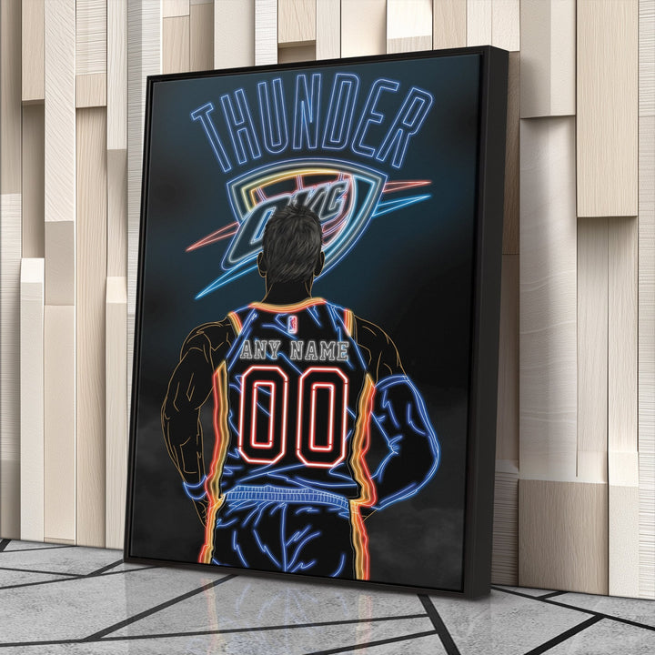 Oklahoma City Thunder Personalized Jersey Canvas | Neon Wall Art - CanvasNeon
