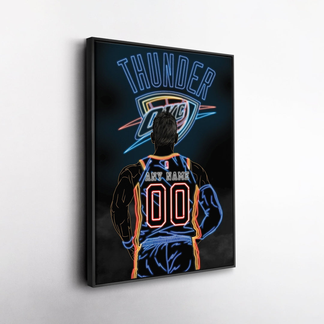 Oklahoma City Thunder Personalized Jersey Canvas | Neon Wall Art - CanvasNeon