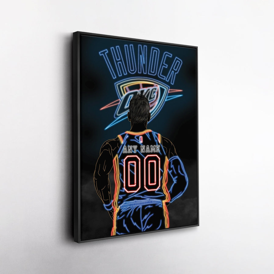 Oklahoma City Thunder Personalized Jersey Canvas | Neon Wall Art - CanvasNeon