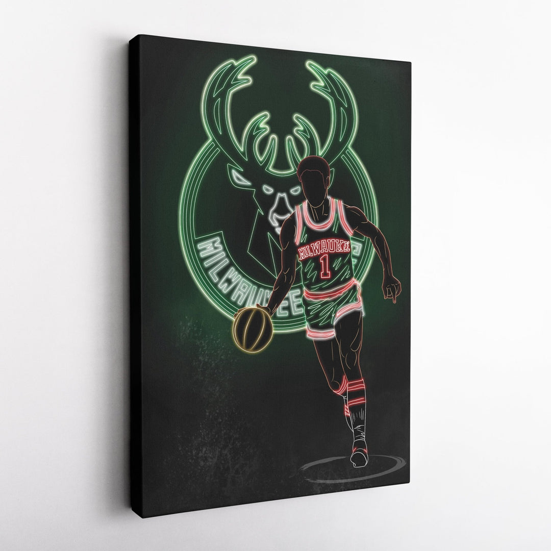 Oscar Robertson Neon Canvas Art | Bucks Wall Decor - CanvasNeon