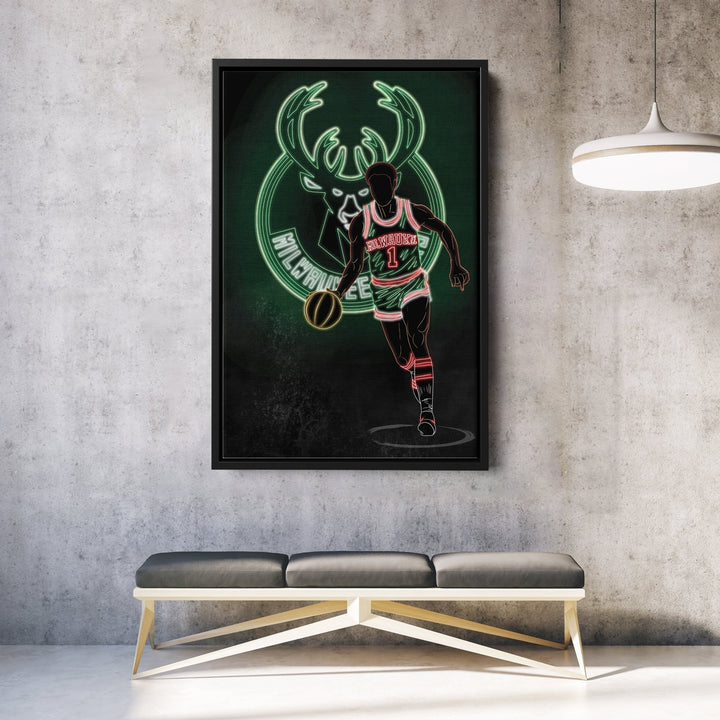 Oscar Robertson Neon Canvas Art | Bucks Wall Decor - CanvasNeon