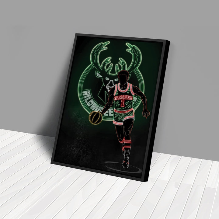 Oscar Robertson Neon Canvas Art | Bucks Wall Decor - CanvasNeon