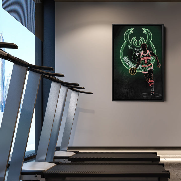 Oscar Robertson Neon Canvas Art | Bucks Wall Decor - CanvasNeon