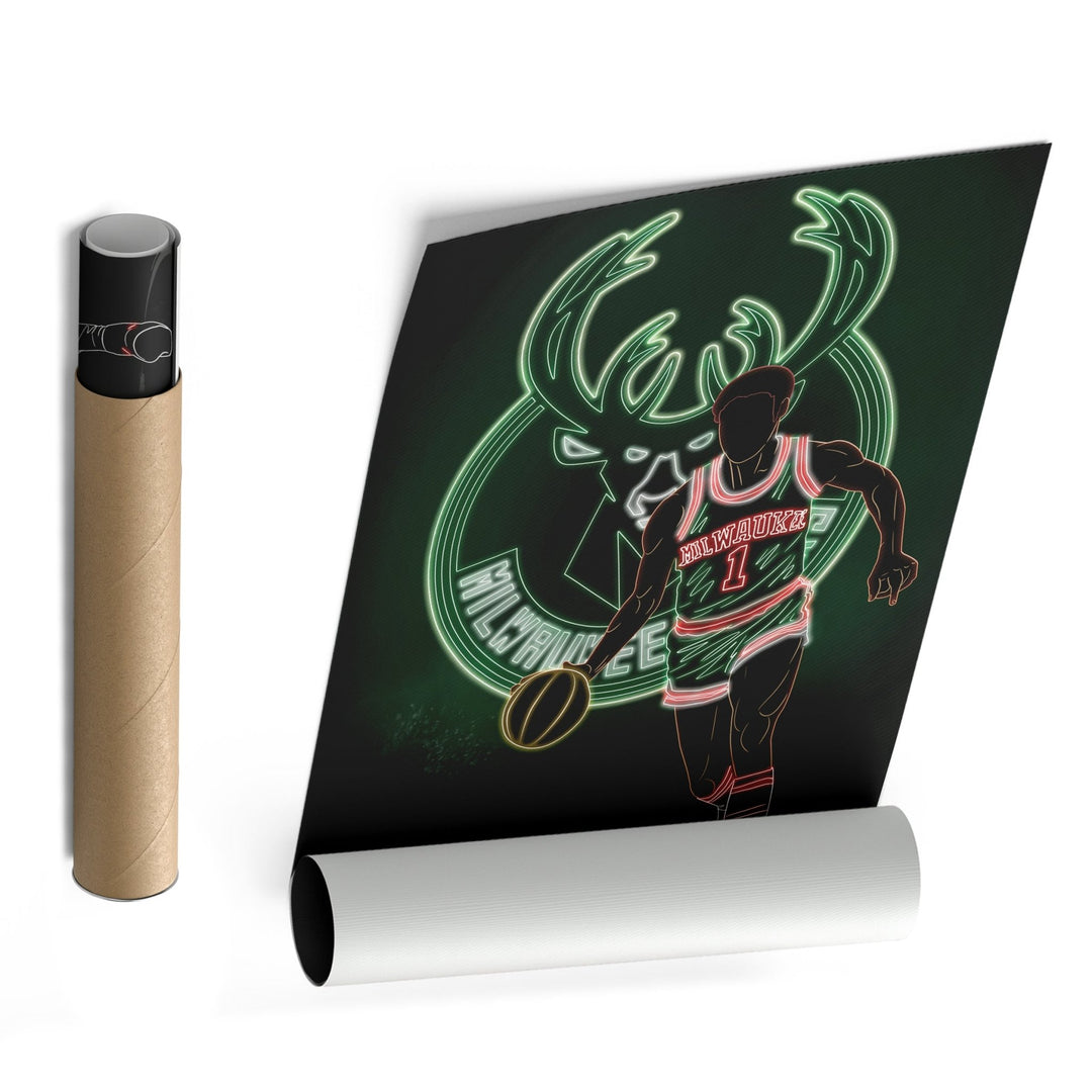 Oscar Robertson Neon Canvas Art | Bucks Wall Decor - CanvasNeon