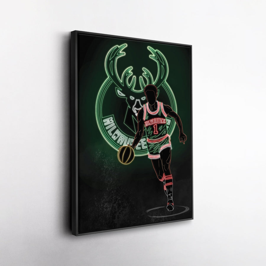 Oscar Robertson Neon Canvas Art | Bucks Wall Decor - CanvasNeon