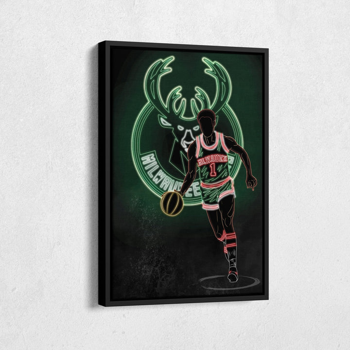 Oscar Robertson Neon Canvas Art | Bucks Wall Decor - CanvasNeon