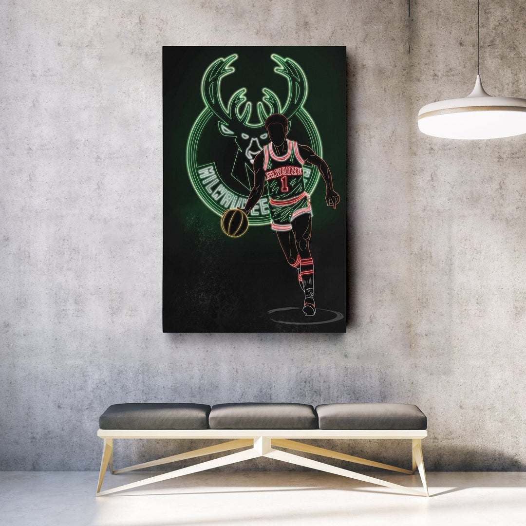 Oscar Robertson Neon Canvas Art | Bucks Wall Decor - CanvasNeon