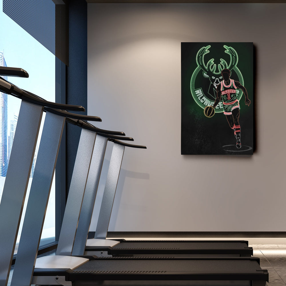 Oscar Robertson Neon Canvas Art | Bucks Wall Decor - CanvasNeon
