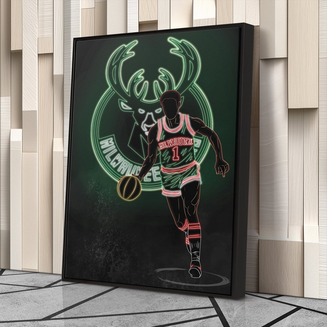Oscar Robertson Neon Canvas Art | Bucks Wall Decor - CanvasNeon