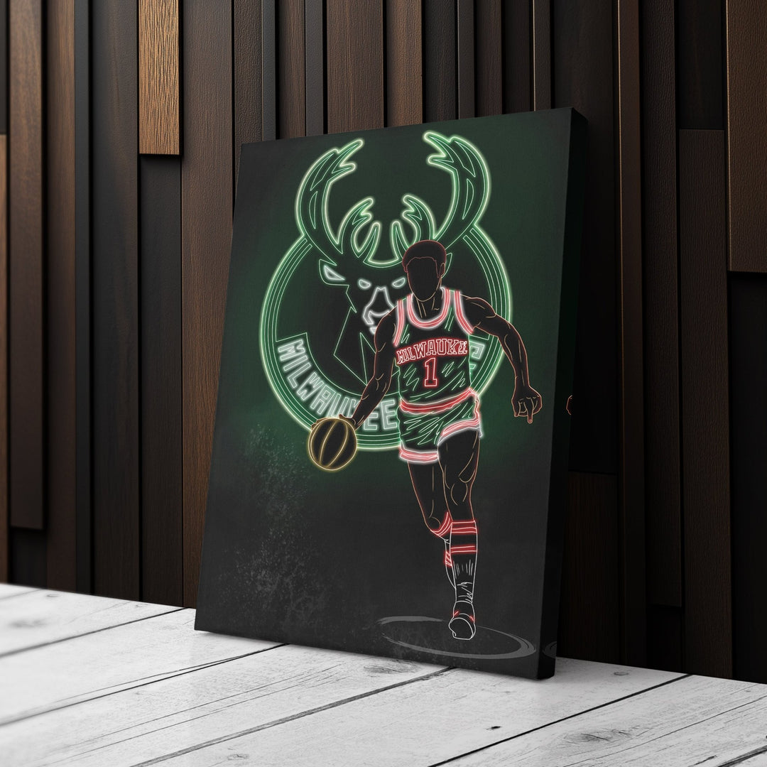 Oscar Robertson Neon Canvas Art | Bucks Wall Decor - CanvasNeon
