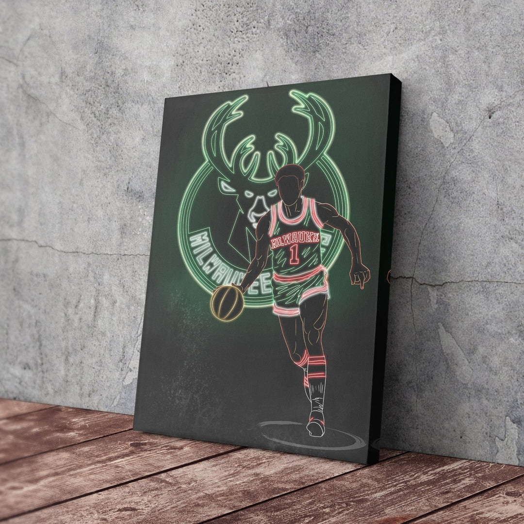 Oscar Robertson Neon Canvas Art | Bucks Wall Decor - CanvasNeon