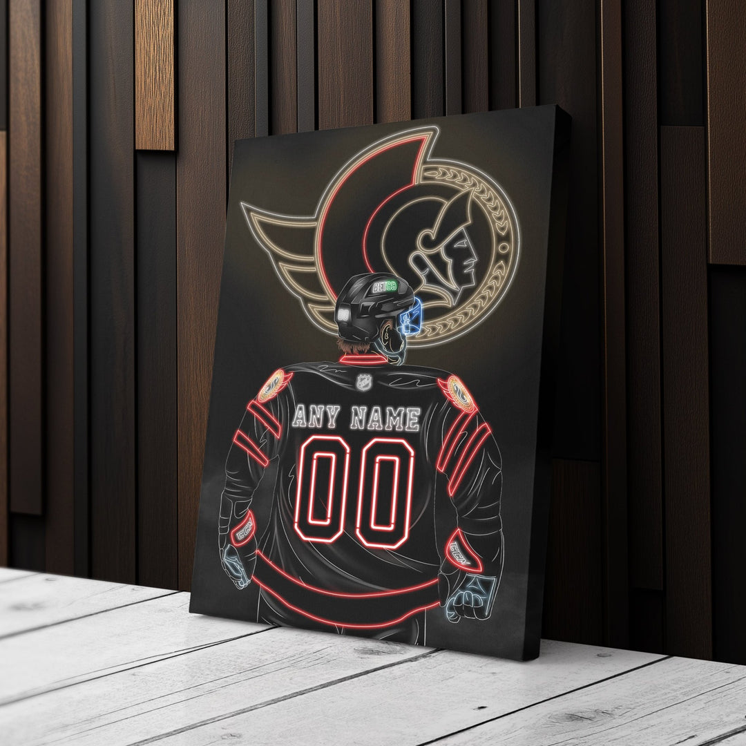 Ottawa Senators Personalized Jersey Canvas | Neon Wall Art - CanvasNeon