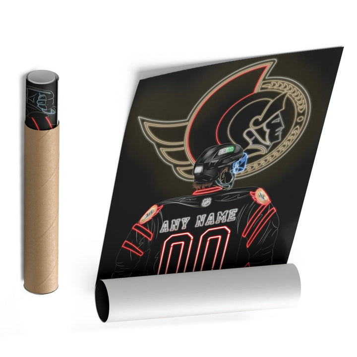 Ottawa Senators Personalized Jersey Canvas | Neon Wall Art - CanvasNeon