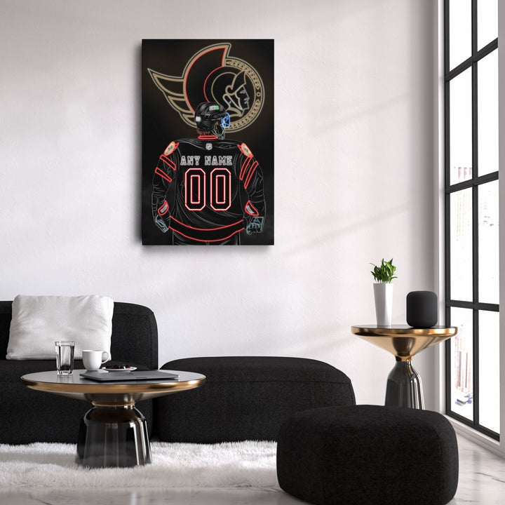 Ottawa Senators Personalized Jersey Canvas | Neon Wall Art - CanvasNeon