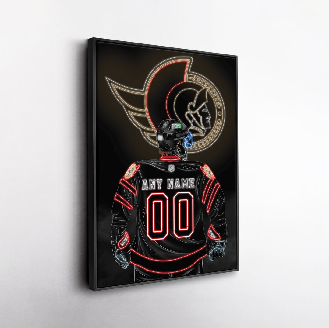 Ottawa Senators Personalized Jersey Canvas | Neon Wall Art - CanvasNeon