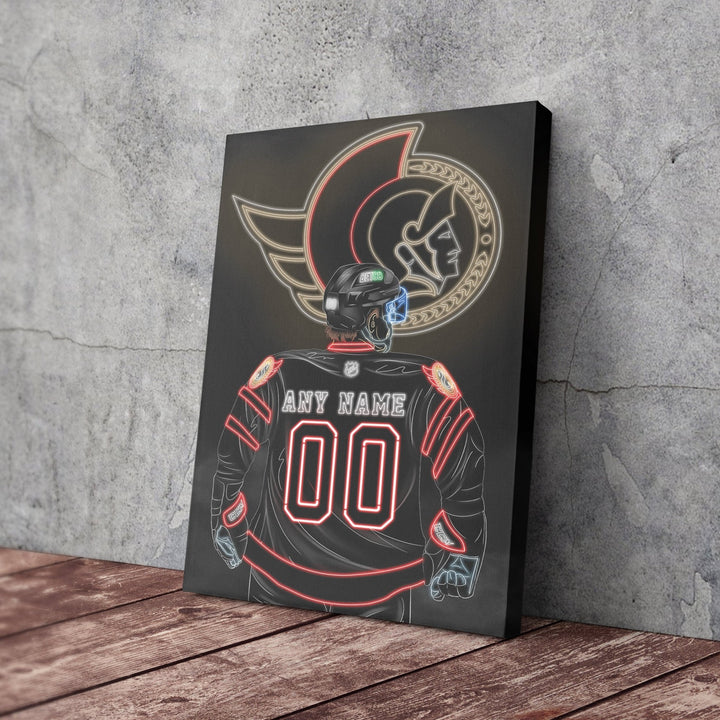 Ottawa Senators Personalized Jersey Canvas | Neon Wall Art - CanvasNeon