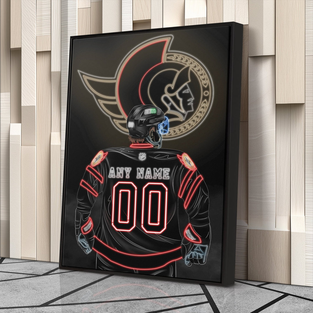 Ottawa Senators Personalized Jersey Canvas | Neon Wall Art - CanvasNeon