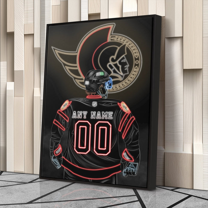 Ottawa Senators Personalized Jersey Canvas | Neon Wall Art - CanvasNeon
