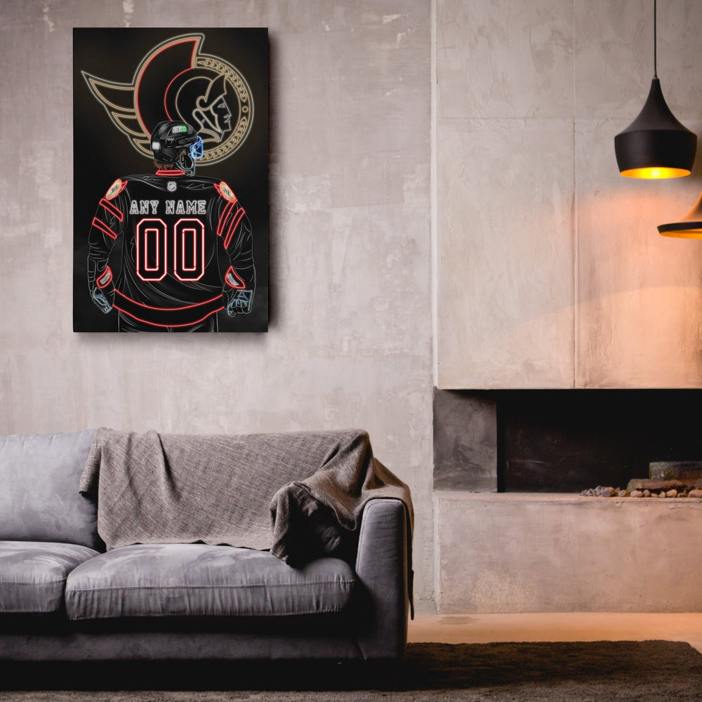 Ottawa Senators Personalized Jersey Canvas | Neon Wall Art - CanvasNeon