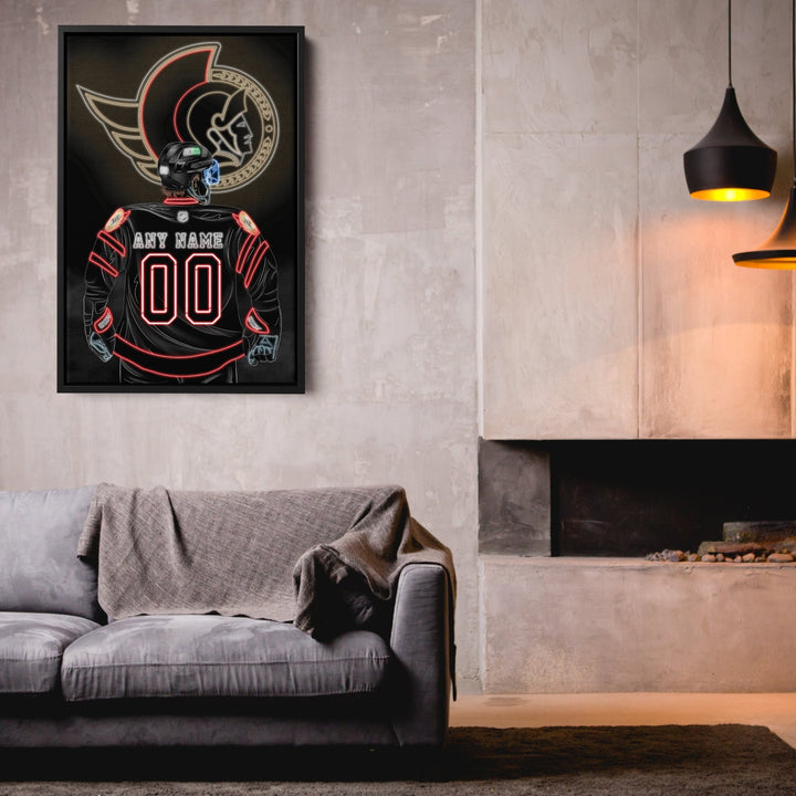 Ottawa Senators Personalized Jersey Canvas | Neon Wall Art - CanvasNeon