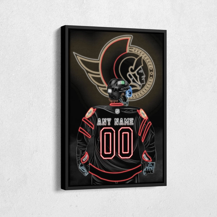 Ottawa Senators Personalized Jersey Canvas | Neon Wall Art - CanvasNeon