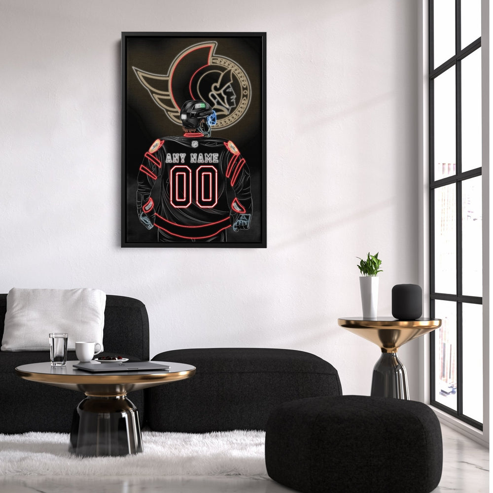 Ottawa Senators Personalized Jersey Canvas | Neon Wall Art - CanvasNeon