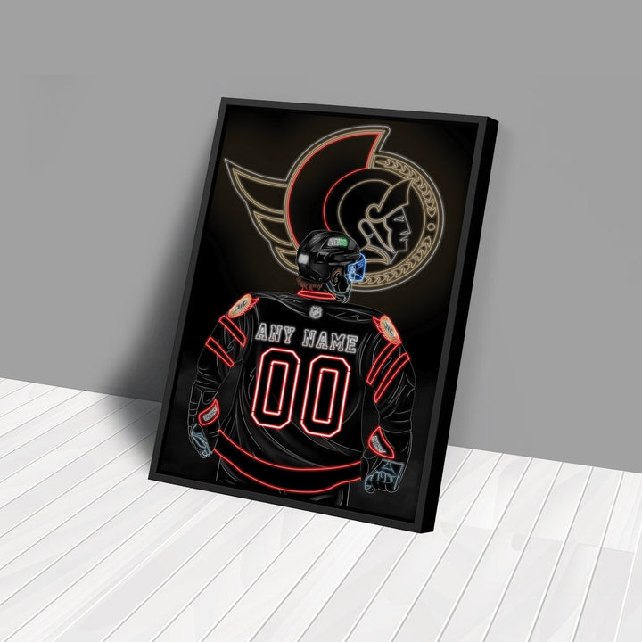 Ottawa Senators Personalized Jersey Canvas | Neon Wall Art - CanvasNeon