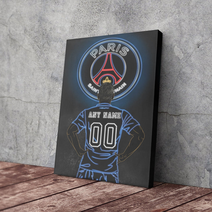 Paris Saint - Germain Personalized Jersey Canvas | Neon Wall Art - CanvasNeon