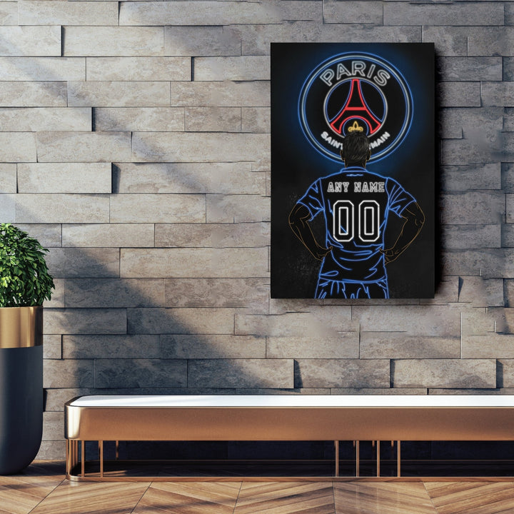 Paris Saint - Germain Personalized Jersey Canvas | Neon Wall Art - CanvasNeon