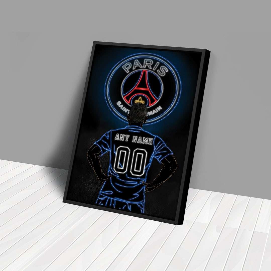 Paris Saint - Germain Personalized Jersey Canvas | Neon Wall Art - CanvasNeon