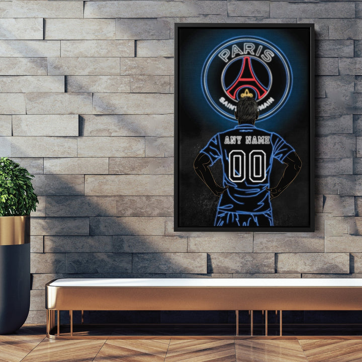 Paris Saint - Germain Personalized Jersey Canvas | Neon Wall Art - CanvasNeon