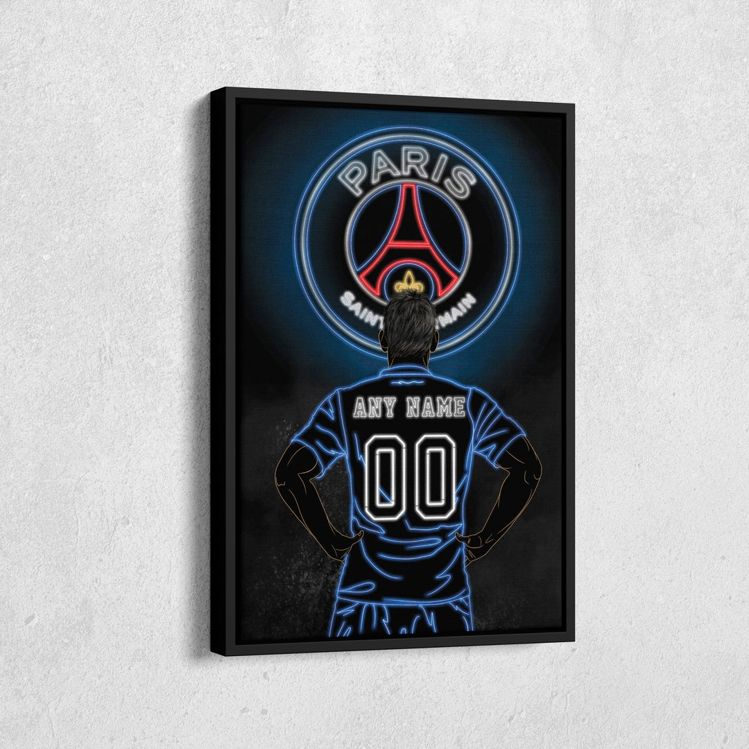 Paris Saint - Germain Personalized Jersey Canvas | Neon Wall Art - CanvasNeon