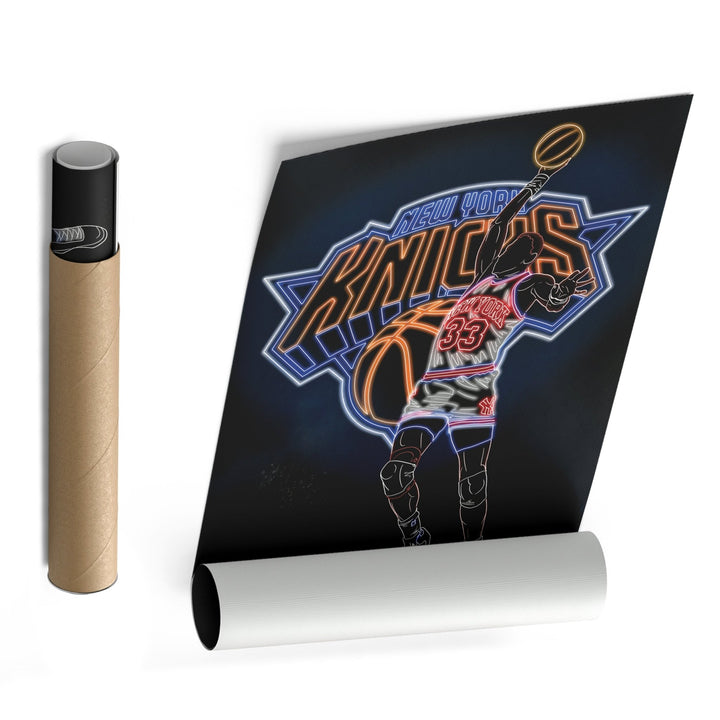 Patrick Ewing Neon Canvas Art | Knicks Wall Decor - CanvasNeon