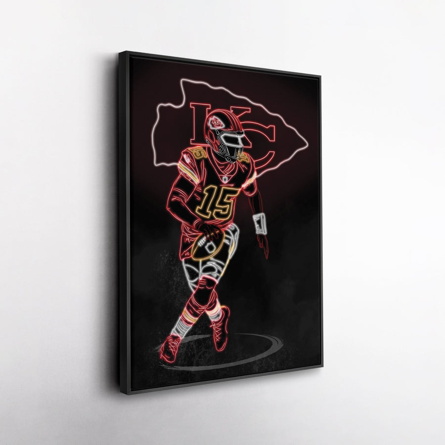 Patrick Mahomes Neon Canvas Art | Chiefs Wall Decor - CanvasNeon