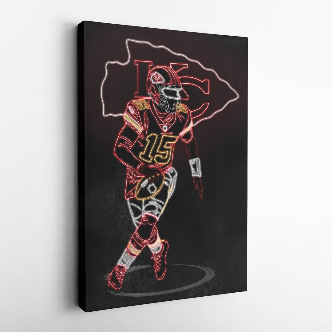 Patrick Mahomes Neon Canvas Art | Chiefs Wall Decor - CanvasNeon