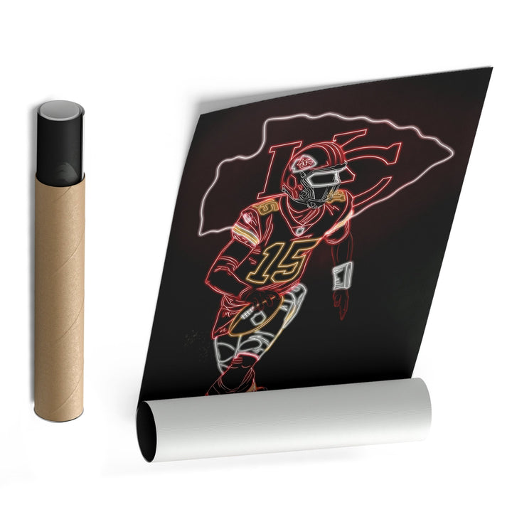Patrick Mahomes Neon Canvas Art | Chiefs Wall Decor - CanvasNeon