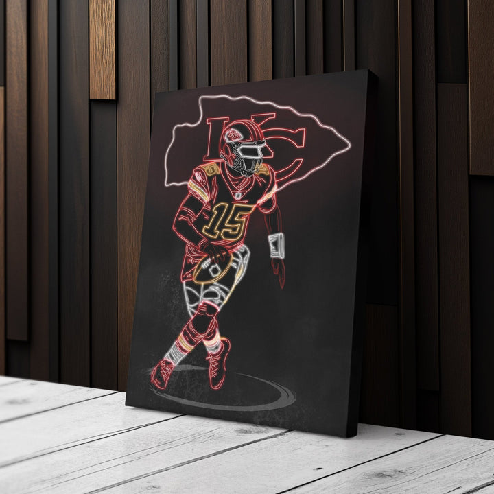 Patrick Mahomes Neon Canvas Art | Chiefs Wall Decor - CanvasNeon