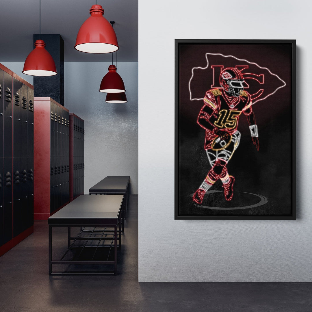 Patrick Mahomes Neon Canvas Art | Chiefs Wall Decor - CanvasNeon