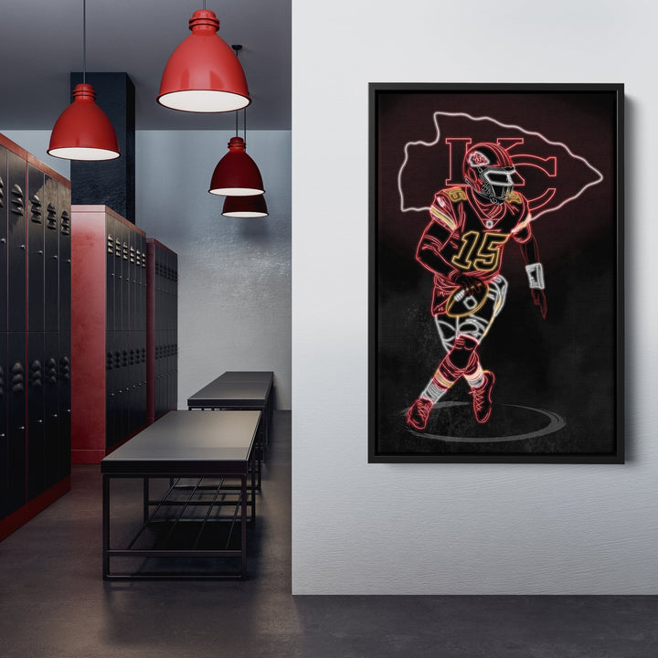 Patrick Mahomes Neon Canvas Art | Chiefs Wall Decor - CanvasNeon