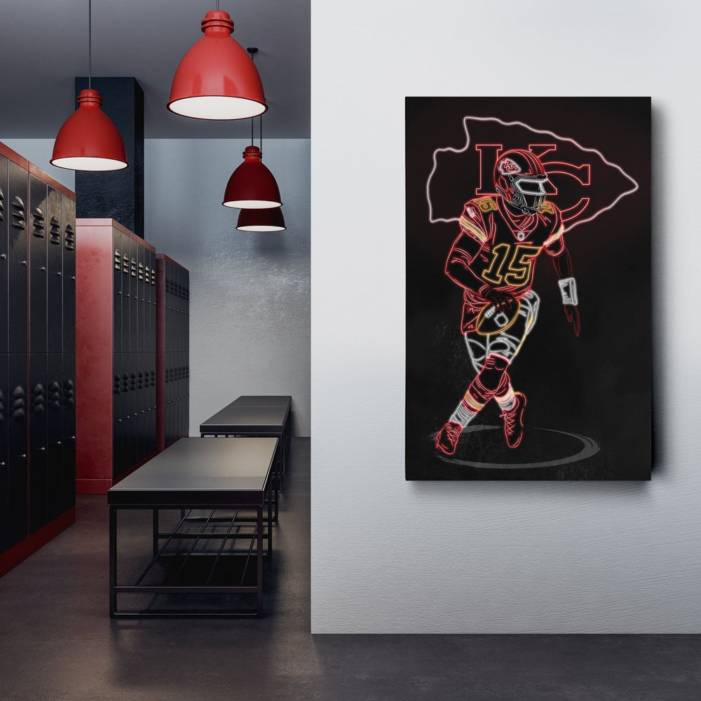 Patrick Mahomes Neon Canvas Art | Chiefs Wall Decor - CanvasNeon