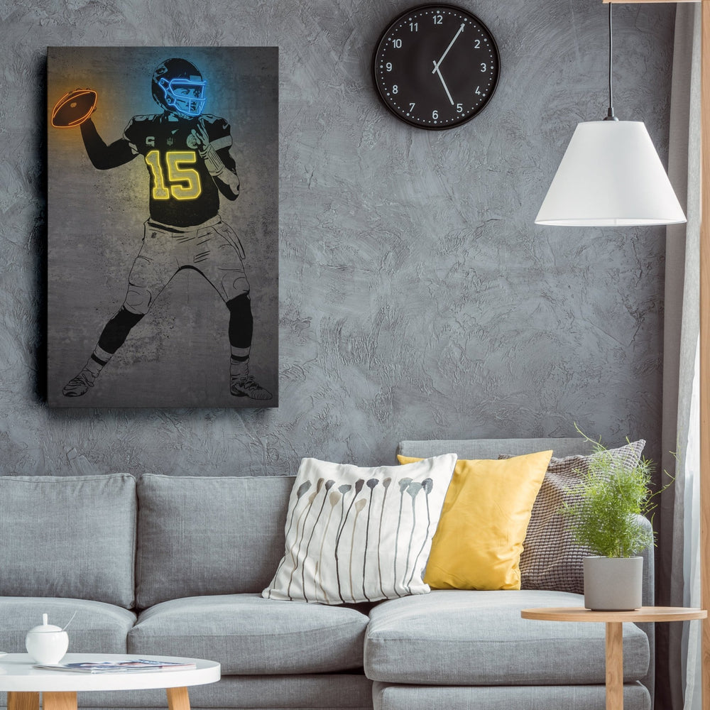 Patrick Mahomes Neon Canvas Art | Modern Wall Decor for Chiefs Fans - CanvasNeon