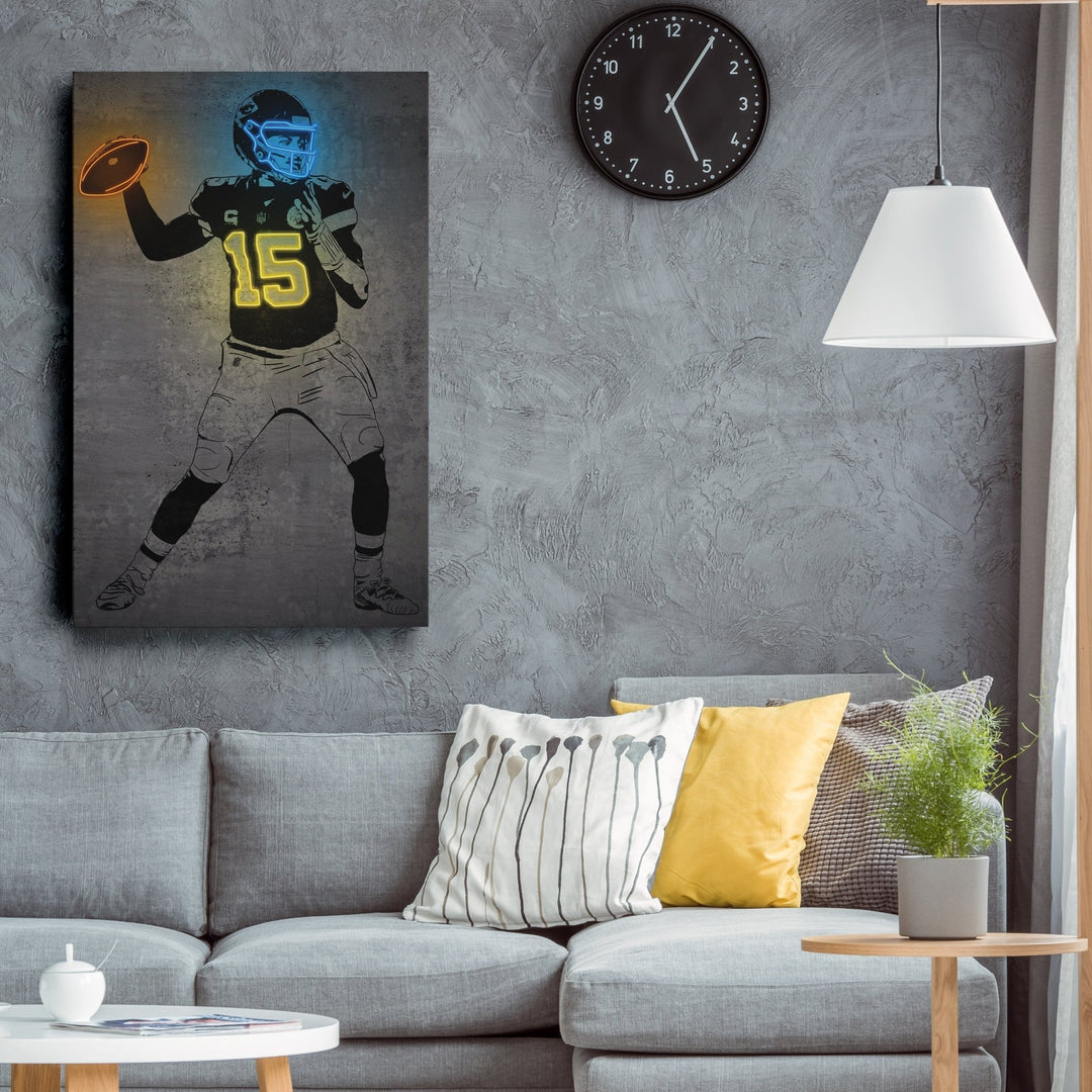 Patrick Mahomes Neon Canvas Art | Modern Wall Decor for Chiefs Fans - CanvasNeon