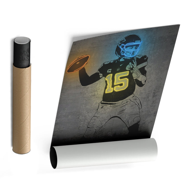 Patrick Mahomes Neon Canvas Art | Modern Wall Decor for Chiefs Fans - CanvasNeon