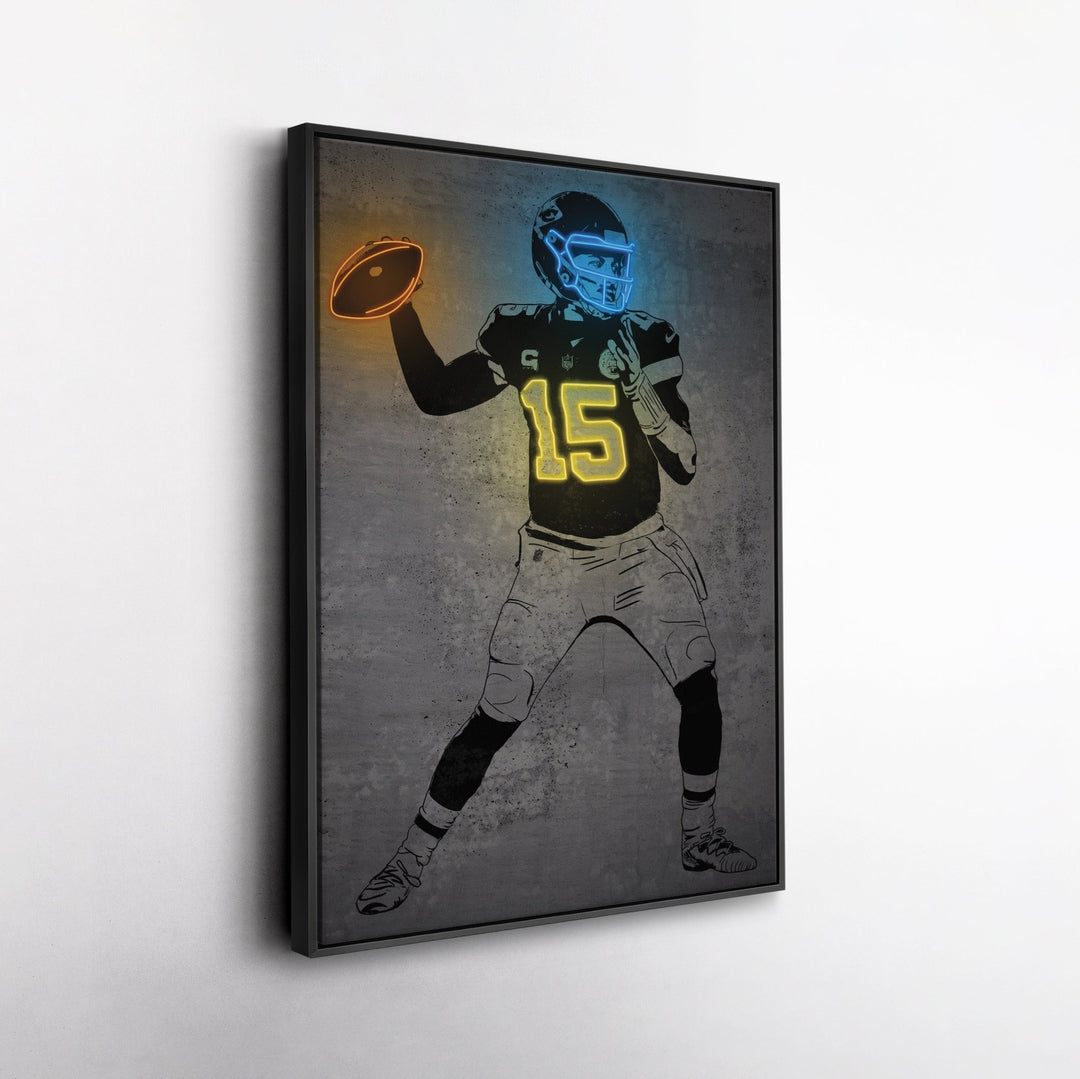 Patrick Mahomes Neon Canvas Art | Modern Wall Decor for Chiefs Fans - CanvasNeon