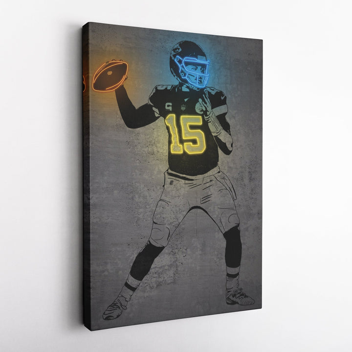 Patrick Mahomes Neon Canvas Art | Modern Wall Decor for Chiefs Fans - CanvasNeon