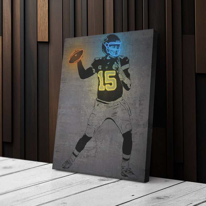 Patrick Mahomes Neon Canvas Art | Modern Wall Decor for Chiefs Fans - CanvasNeon