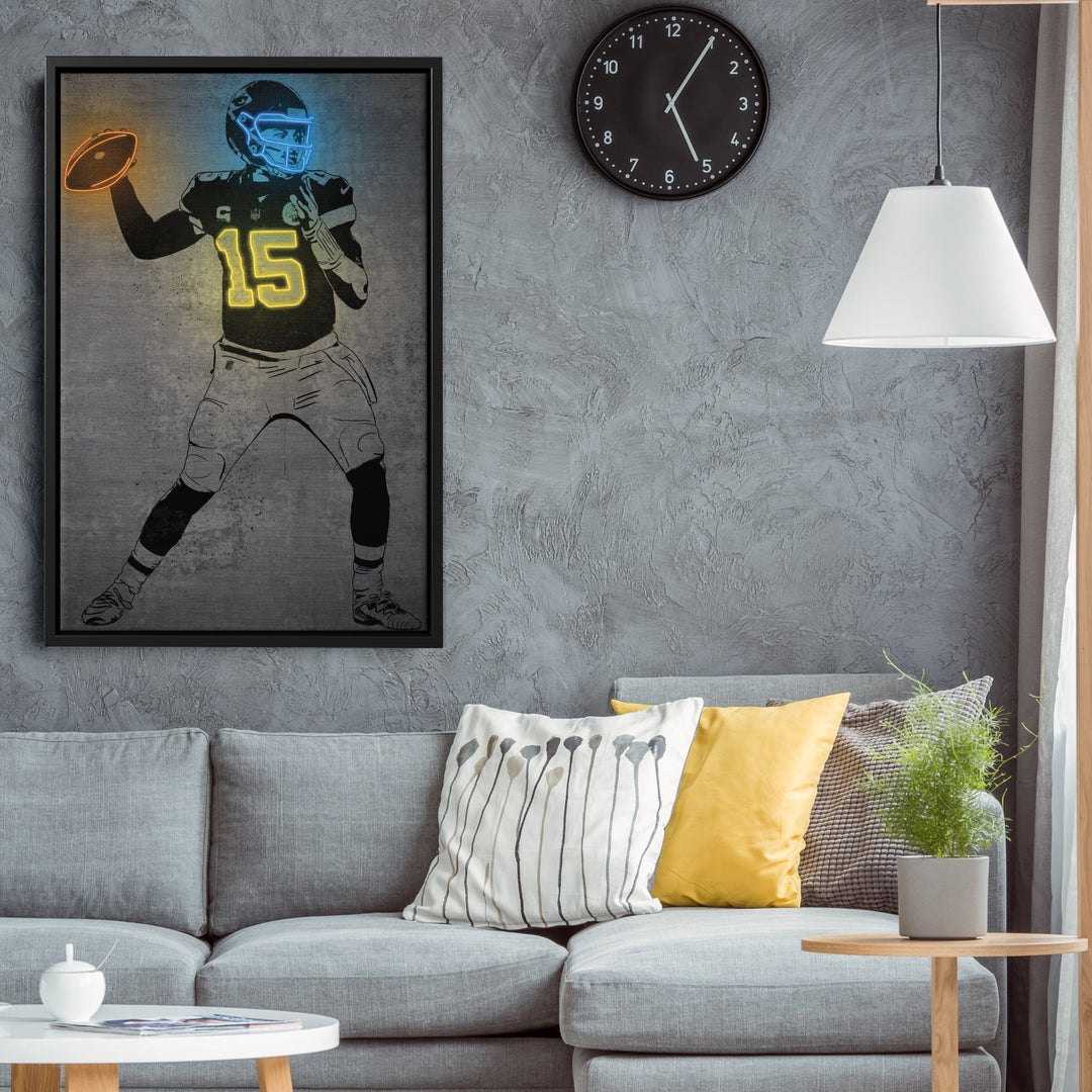 Patrick Mahomes Neon Canvas Art | Modern Wall Decor for Chiefs Fans - CanvasNeon