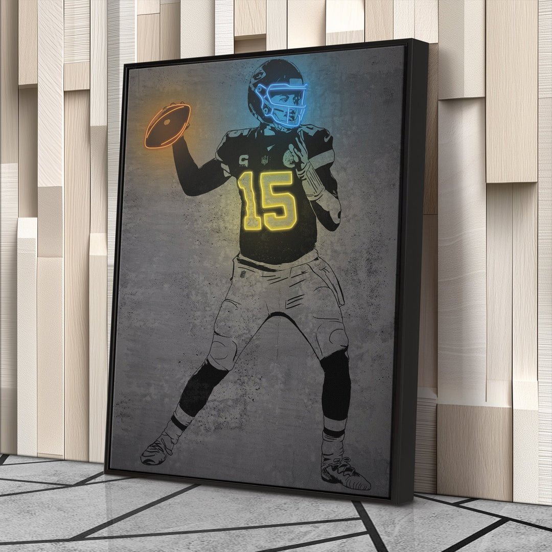 Patrick Mahomes Neon Canvas Art | Modern Wall Decor for Chiefs Fans - CanvasNeon